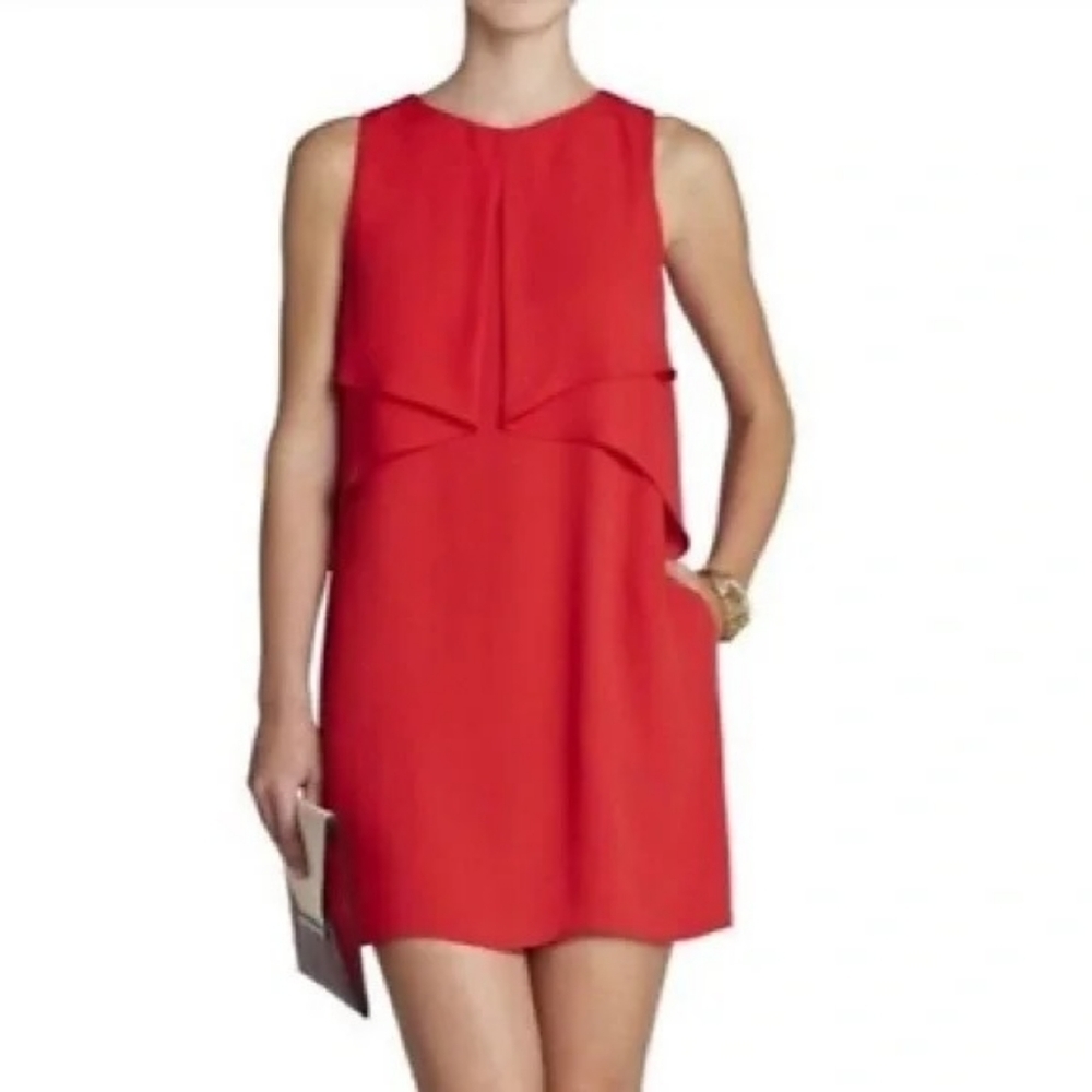 BCBGMaxAzria Amelie Sleeveless Draped Dress Poppy Pink Mini M